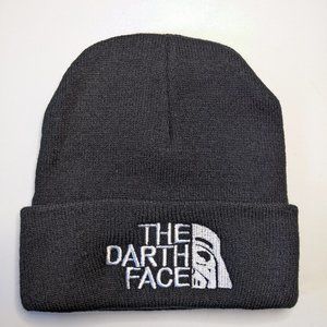 The Darth Face Black Beanie With White Stitching Brand New Hat For All Occasions